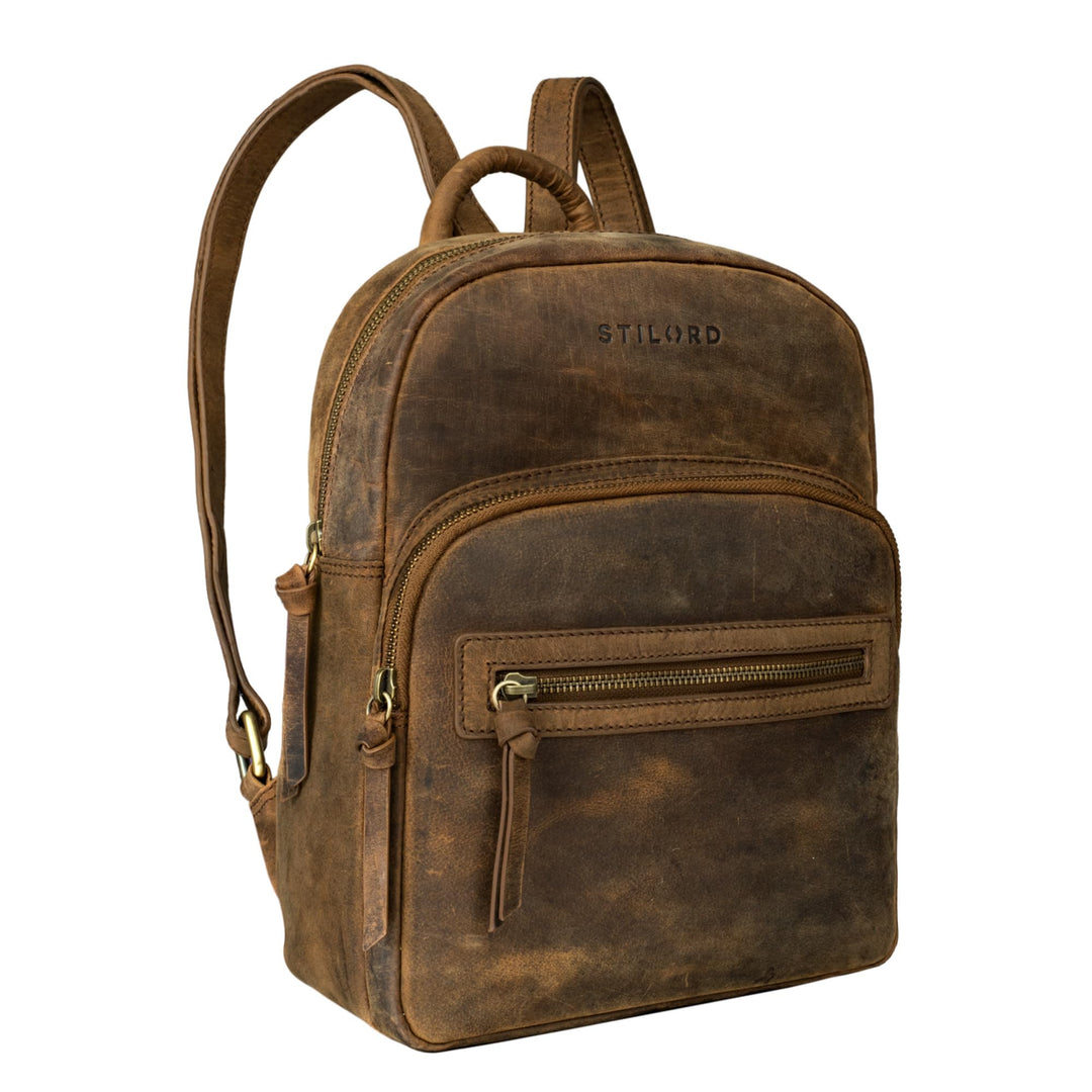 STILORD 'Alba' Kleiner Leder Rucksack Damen Vintage Daypack City Lederrucksack klein Handtasche Echt