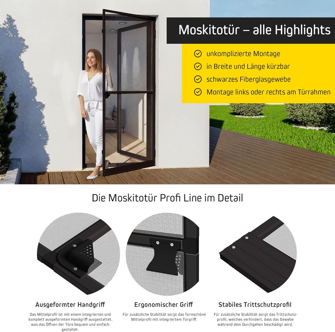 Jalousiescout ProtectLine Fliegengittertür zum Schutz vor Mücken, strapazierfähiges Fiberglas mit Al