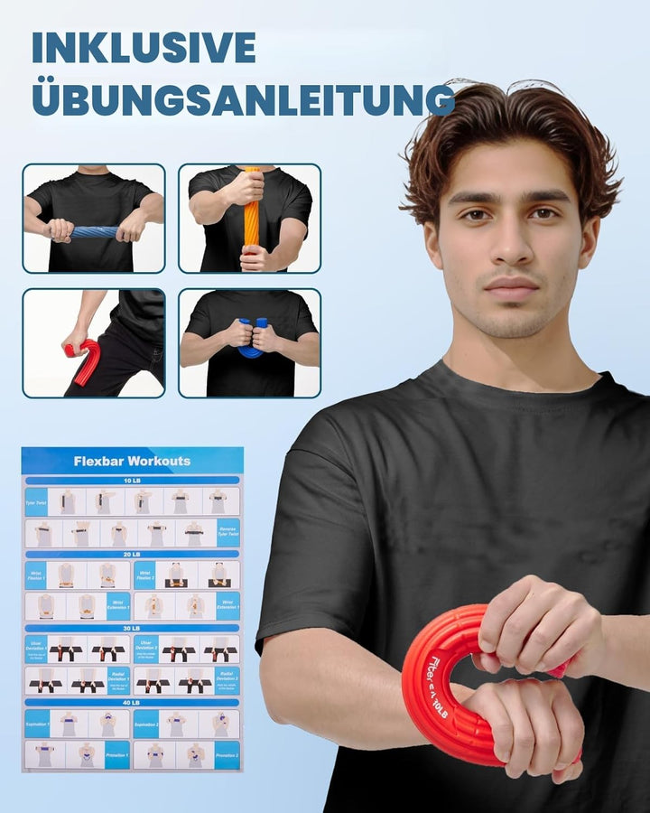 Flex Therapie Bar Kit, FlexBar Handtrainer, Widerstand Bar, Tennisarm Therapie Bar, Twist Hand Exerc