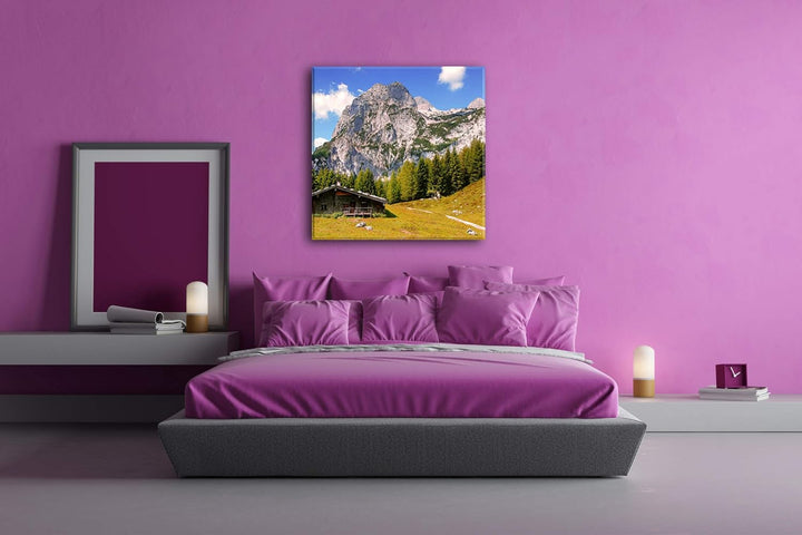 verlassene Hütte in den Bergen Format: 60x60 als Leinwandbild, Motiv fertig gerahmt auf Echtholzrahm