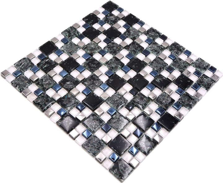 Glasmosaik Kombination Crystal mix schwarz/klar/silber Transluzent Transparent 3D, Mosaikstein Forma