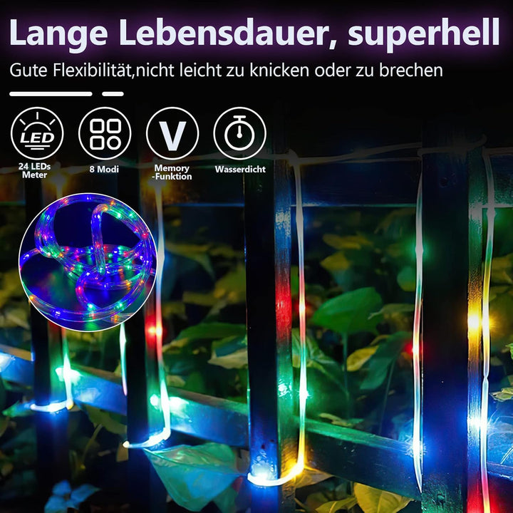 Gimisgu Lichterschlauch Aussen 10m Led Schlauch Bunt 240 Led Lichtschlauch mit Timing Controller Lic