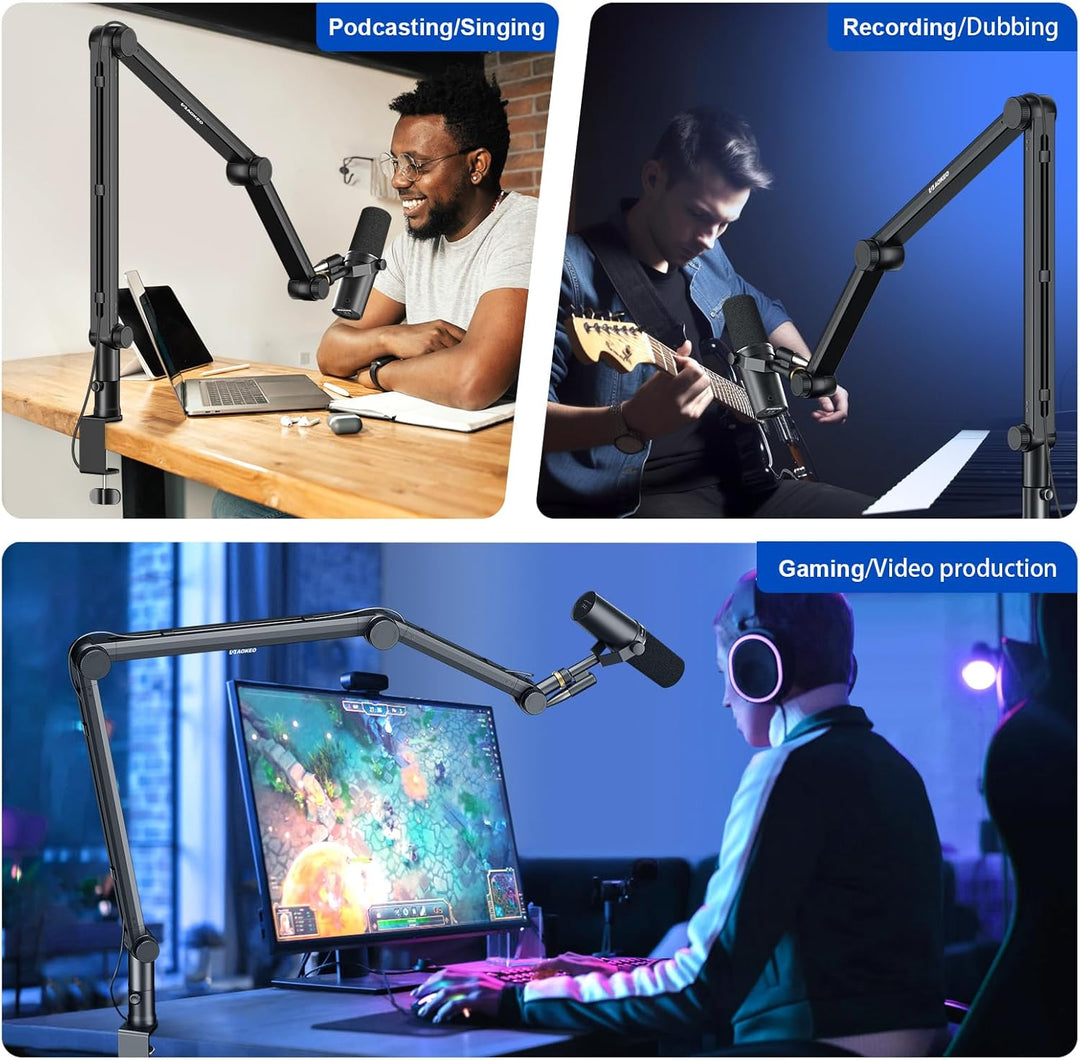 Mikrofon Arm,Aokeo AK-49 Mikrofon Ständer Arm für HyperX QuadCast,SoloCast,Elgato Wave,Shure SM7B,Bl