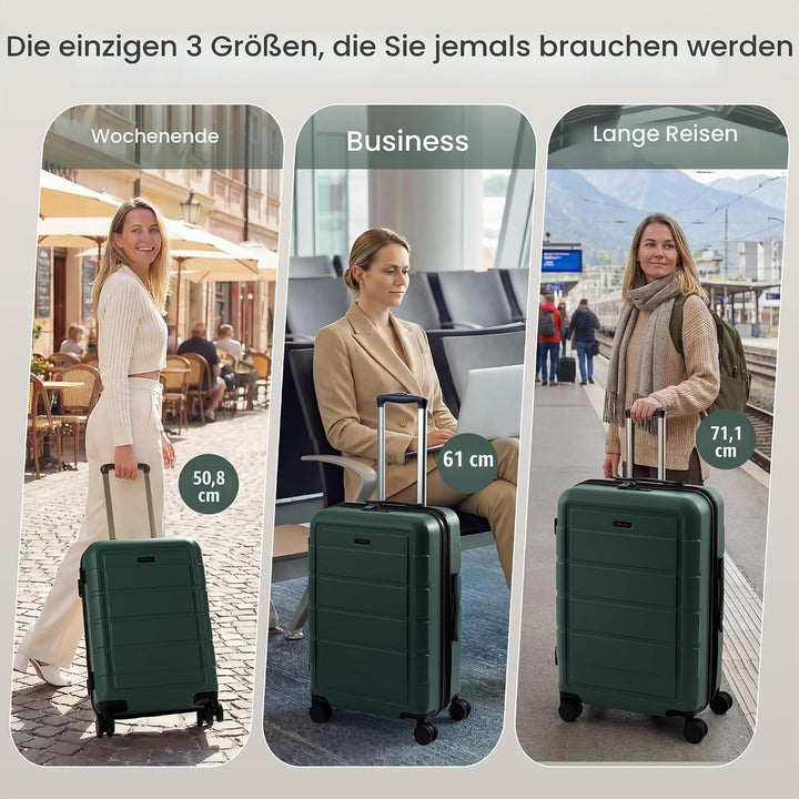 SHOWKOO Kofferset 3 Teilig Hartschale Leicht ABS+PC Erweiterbar Reisekoffer Haltbar Trolley Handgepä