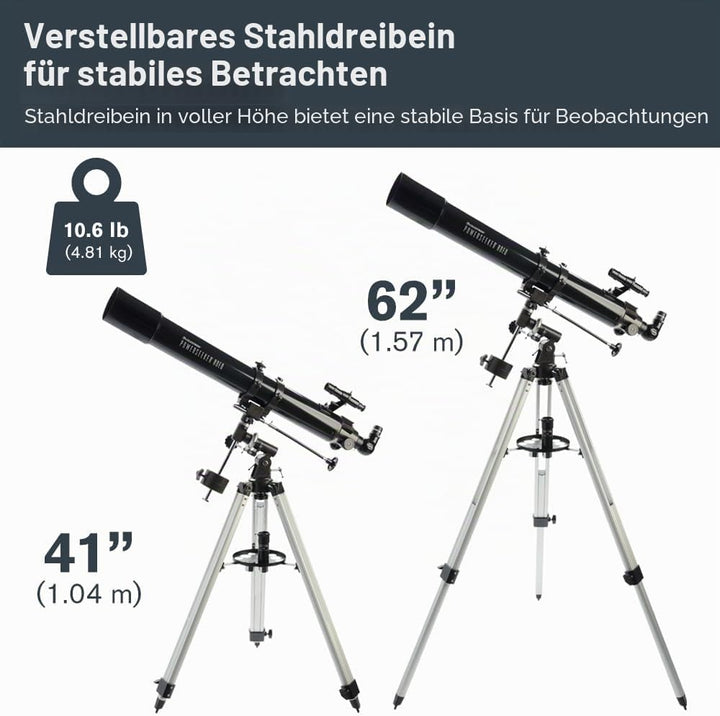 Celestron 21048 PowerSeeker 80EQ Refraktor-Teleskop - mit Zwei Okularen, seitenrichtigem Spiegel, Ei