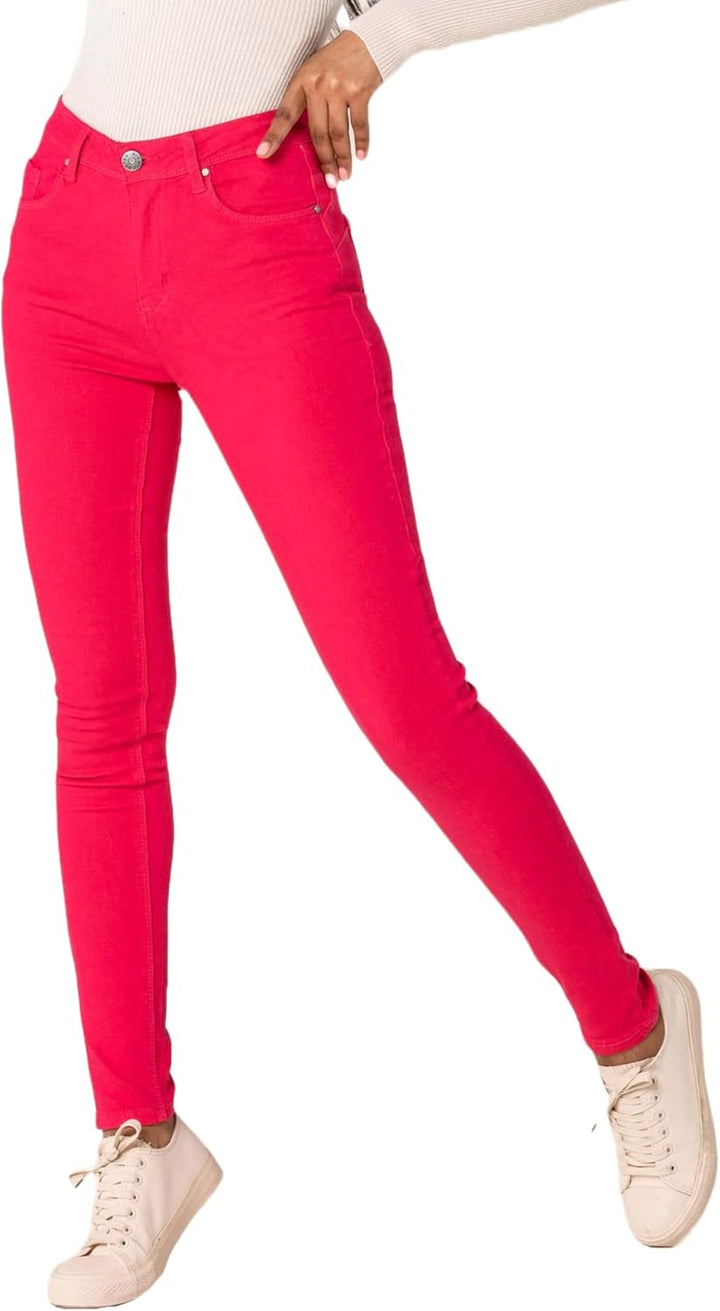 Nina Carter P106 Damen Jeanshosen Slim Fit Push-Up Skinny Jeans Mid-High Waist, XS Slim Himbeere (P1