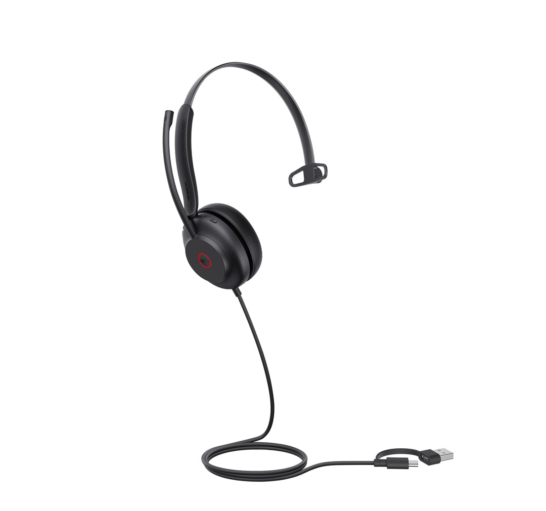 Yealink UH35 USB Headset mit Mikrofon, Mono Headset mit Geräuschunterdrückung, Computer Headset für