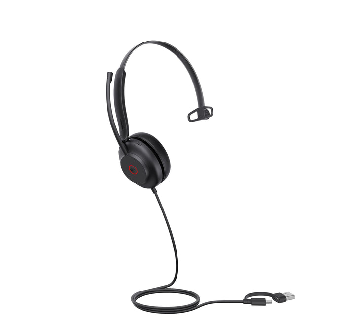 Yealink UH35 USB Headset mit Mikrofon, Mono Headset mit Geräuschunterdrückung, Computer Headset für