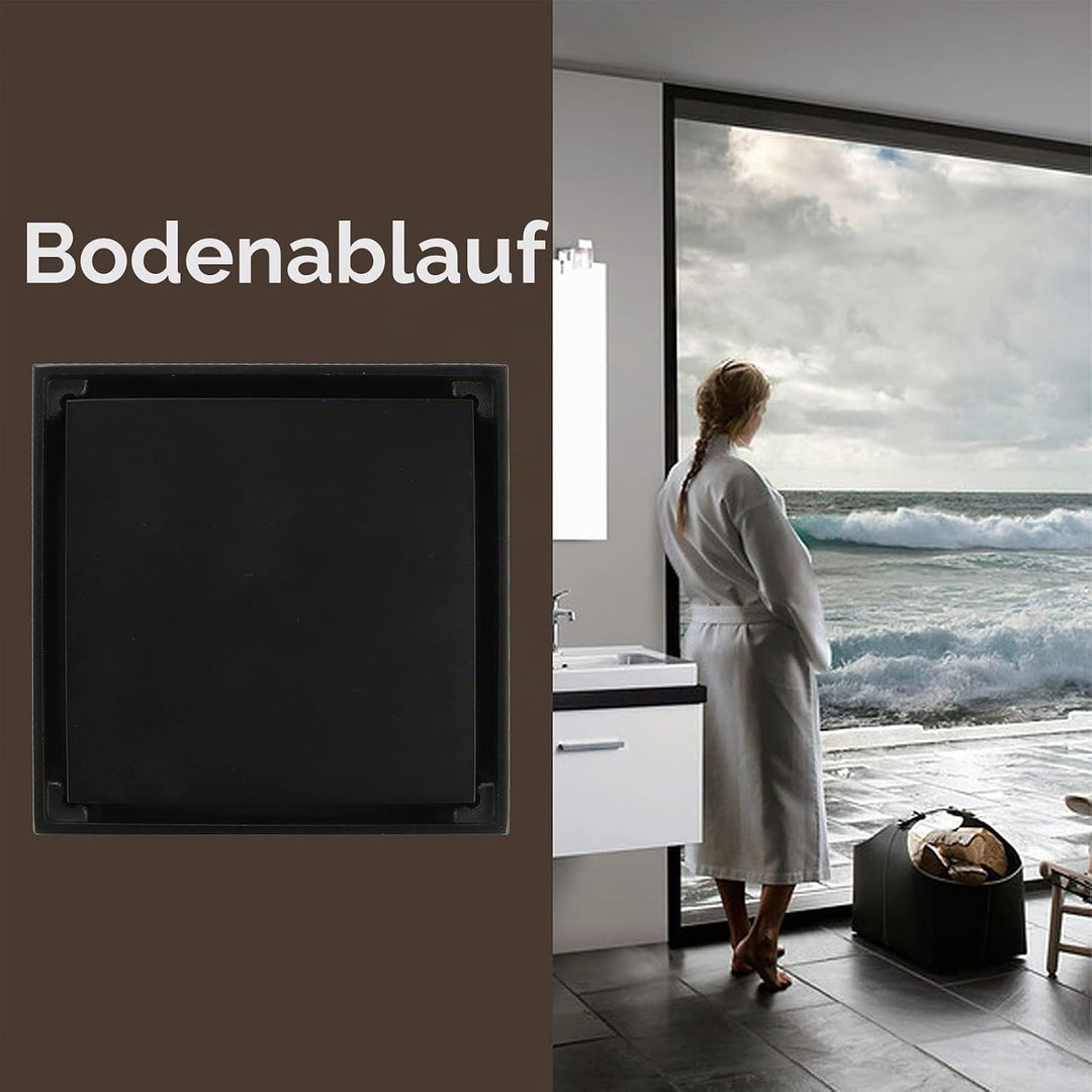 10 x 10 cm Alle Kupfer-Badezimmer-Bodenablauf Schwarz Unsichtbarer Bodenablauf Anti-Geruch-Bodenabla