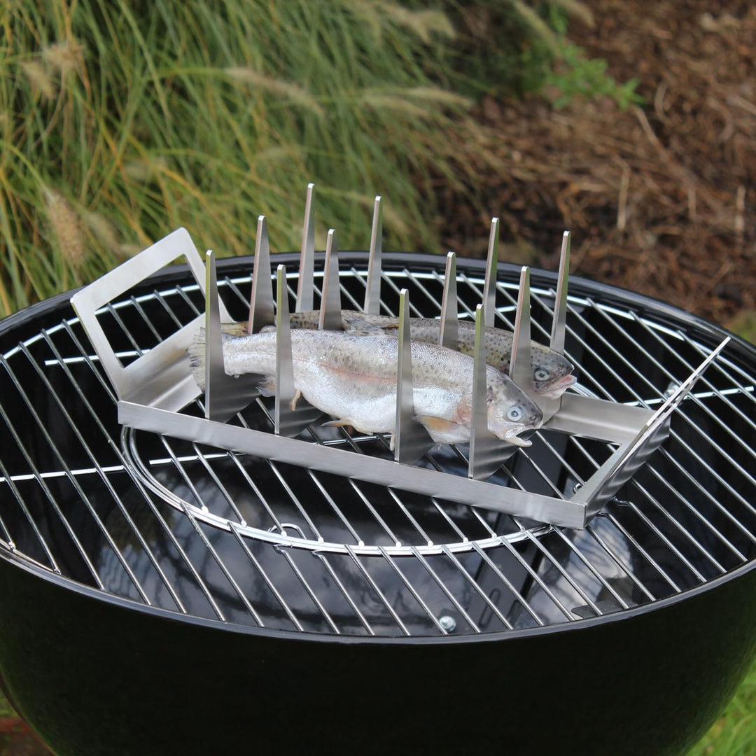 SCHILLING Fischgrilltechnik Fischhalter Edelstahl, für Grill, 30x14 cm, Backofen, Räucherkammer, Gar