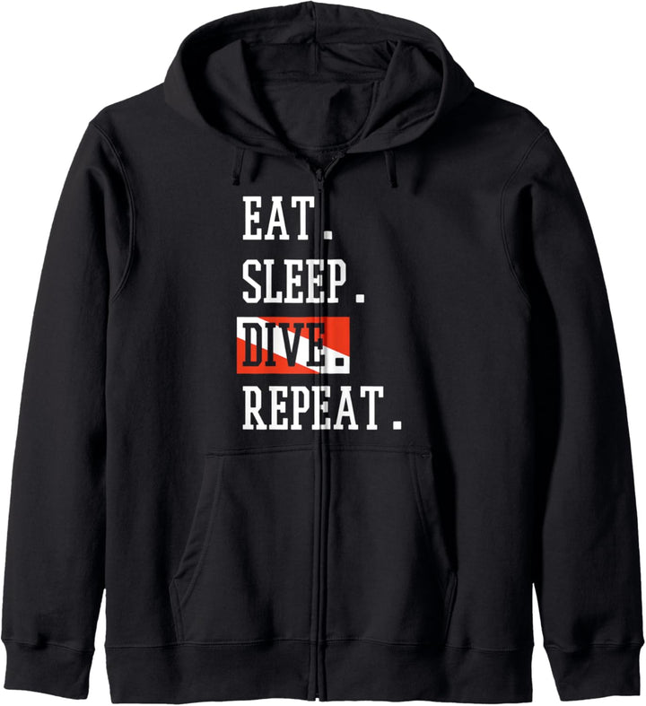 Taucher Geschenk Tauchen Spruch Lustig Eat Sleep Dive Repeat Kapuzenjacke