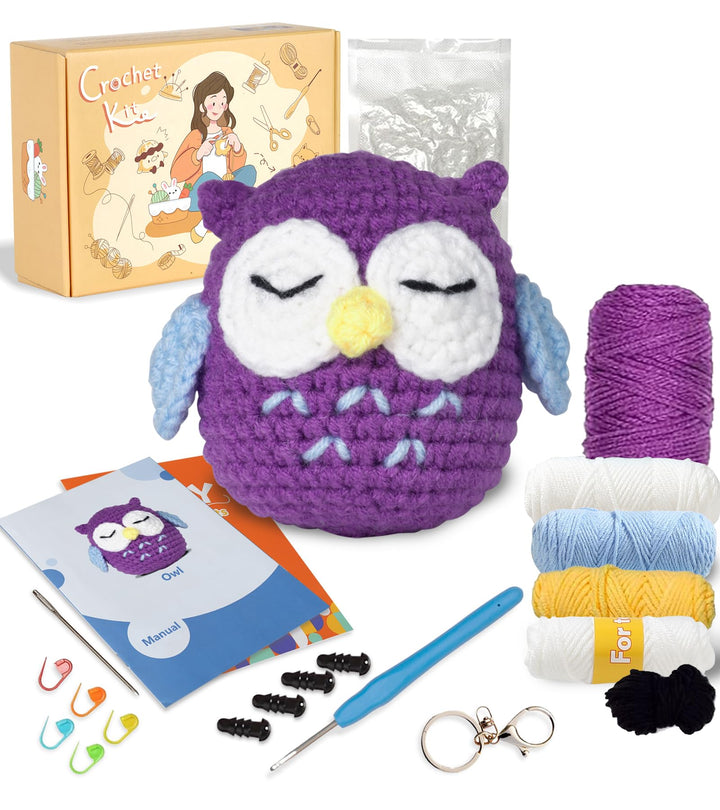 Ktmeor Häkelset für Anfänger, Häkeltier-Set mit Schritt-für-Schritt-Video-Tutorials, Anfänger-Häkels