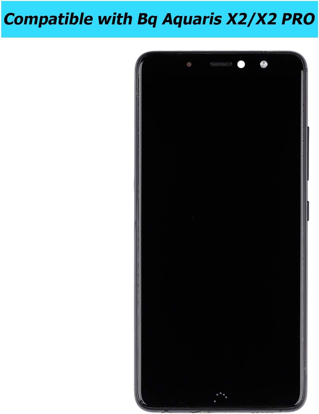E-YIIVIIL Ersatz LCD Display Kompatibel Für Bq Aquaris X2/X2 Pro 5,65 inch (Schwarz + Rahmen) Ersatz