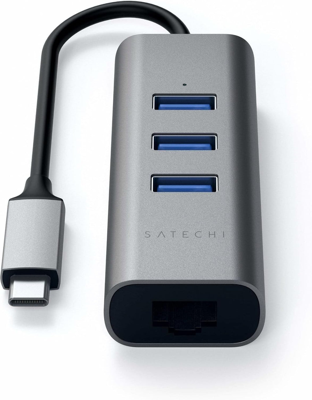 SATECHI Hub USB-C 2-in-1, Ethernet, 3X USB-A 3.0, Space Grau, Space Grau