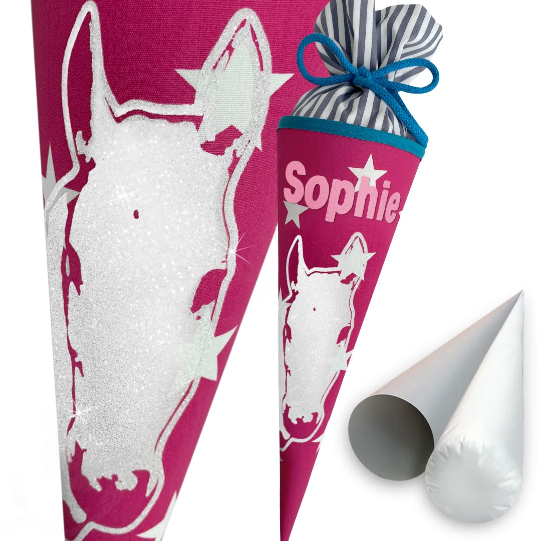 PFERDE-Schultüte | 35 cm | kleine Geschwistertüte | Stoff, Einschulung, Schulanfang, Zuckertüte, 35