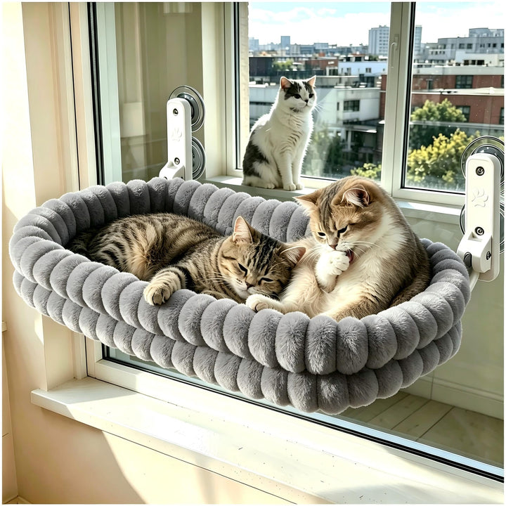 Fensterliege mit Saugnäpfen, Faltbare Katzen Hängematte für Fenster, Weiches Wendekissen Abnehmbar &amp;