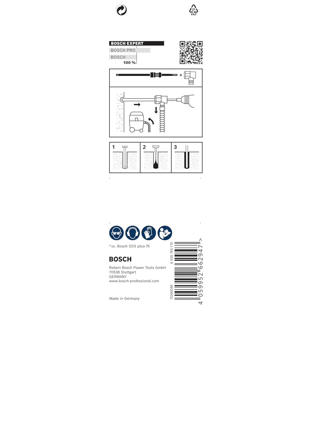 Bosch 1x EXPERT SDS Clean plus-8X Hammerbohrer für Installationen (Ø 10,00 mm, Professional Zubehör