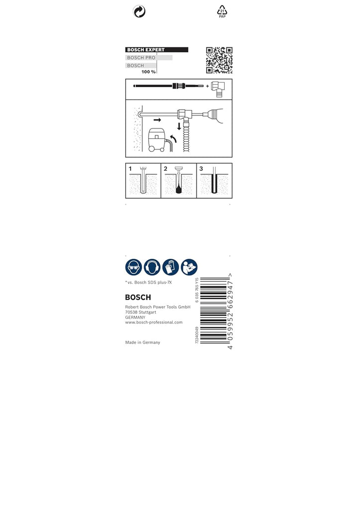 Bosch 1x EXPERT SDS Clean plus-8X Hammerbohrer für Installationen (Ø 10,00 mm, Professional Zubehör