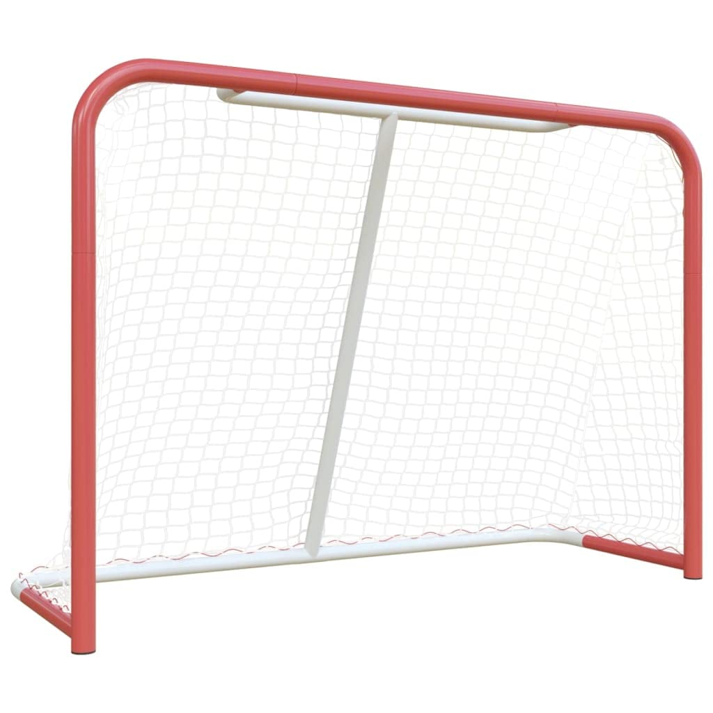 vidaXL Hockeytor mit Netz Hockey Tor Fussballtor Rot Weiss Stahl Polyester 153 x 60 x 118 cm, 153 x