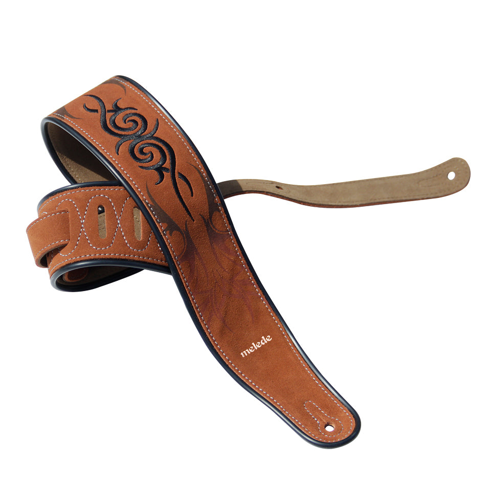 YUEKO Leathers Deluxe Gitarrengurt aus weichem italienischem Leder, superweiche Rückseite aus Wildle