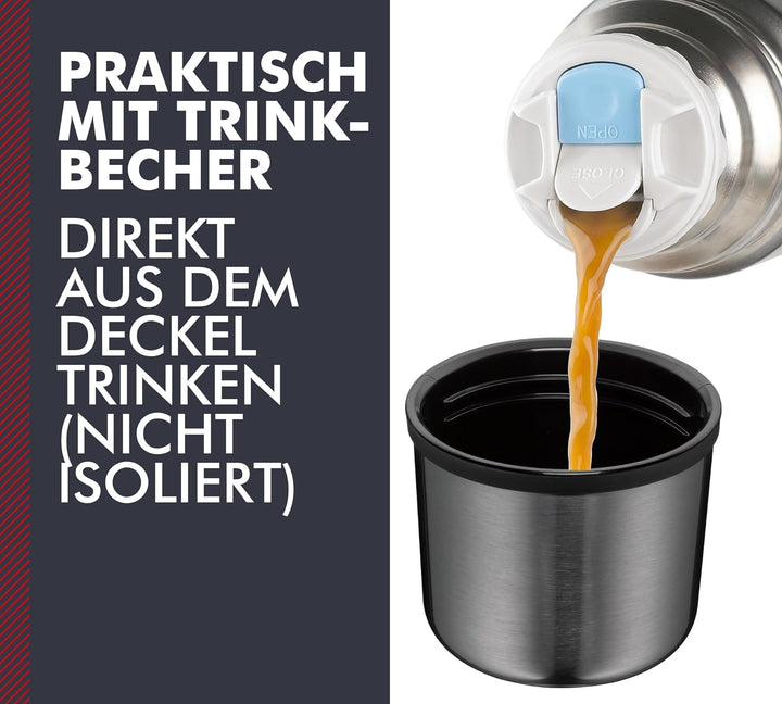 THERMOS LIGHT & COMPACT BEVERAGE BOTTLE 1l, stone grey, Thermosflasche Edelstahl, Isolierflasche gra