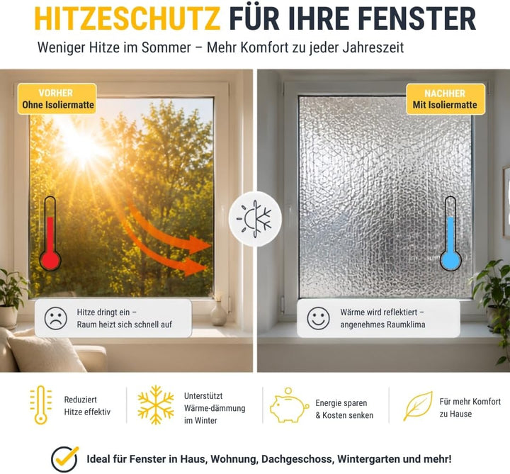 Alu Isoliermatte aus PE-Schaum 5mm - 1m x 1m Hitzeschutz &amp; Wärmedämmung für Fenster Für Haus, Wohnmo