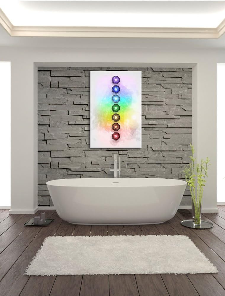 Pixxprint Chakra Eneregieelemente des Körpers Kunst Buntstift Effekt, Format: 100x70 auf Leinwand, 1