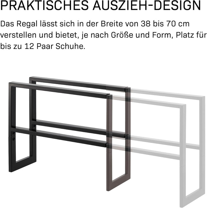 YAMAZAKI Extendable shoe rack 2 tier für Schuhe - Line - black Schwarz Single, Schwarz Single
