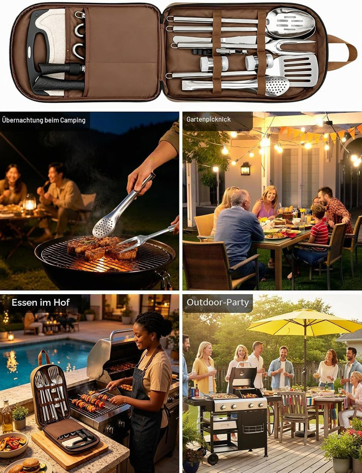Camping-Kochgeschirr, 15pcs Camping Zubehör Kochen Camp Essentials Edelstahl Outdoor Kochgeschirr mi