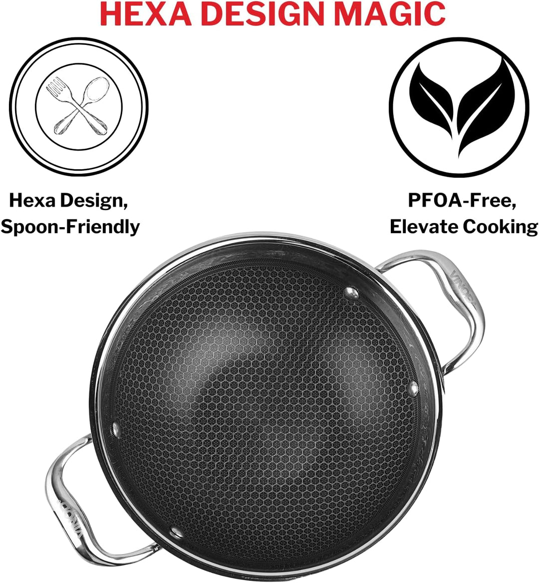 Vinod SAS Pro Platinum Triply Stainless Steel Kadai - 22 cm, 1,8 L | HexaShield Design Stick-resista