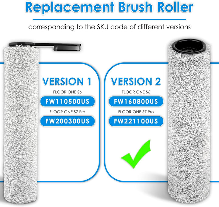【Version 2, Abnehmbar】(3 Stück) One S6 Bürstenrollen und HEPA-Filter kompatibel mit den Nass-Trocken