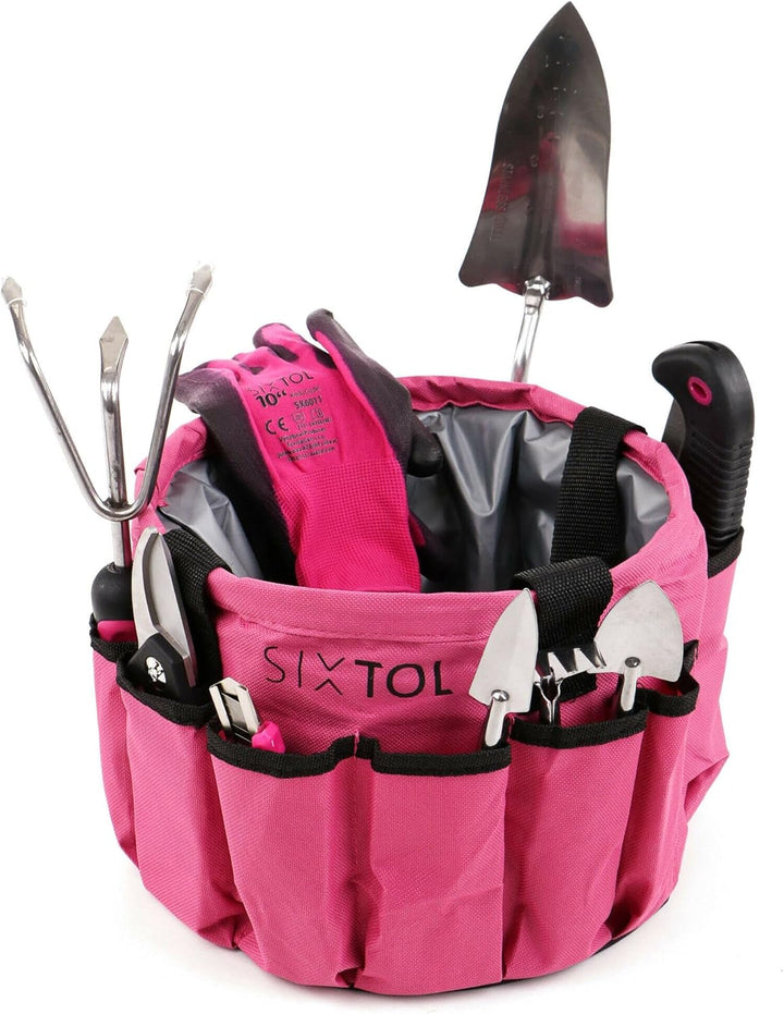 SIXTOL Garden PINK 10 Gartenwerkzeug Set | 10 STK. Garten Zubehör aus Edelstahl | Praktische Gartent
