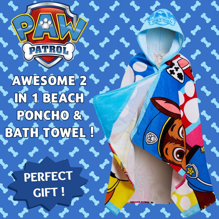 PAW Patrol Kapuzenhandtuch, 100% Baumwolle, Skye Chase Poncho, Kinder-Strandtuch, Jungen-Badetuch, M