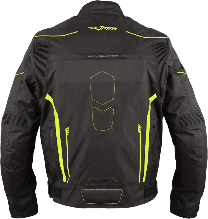 A-Pro Textil Motorrad Jacke Wasserdichte CE Protektoren Reflektirende Sport S Fluo, S Fluo