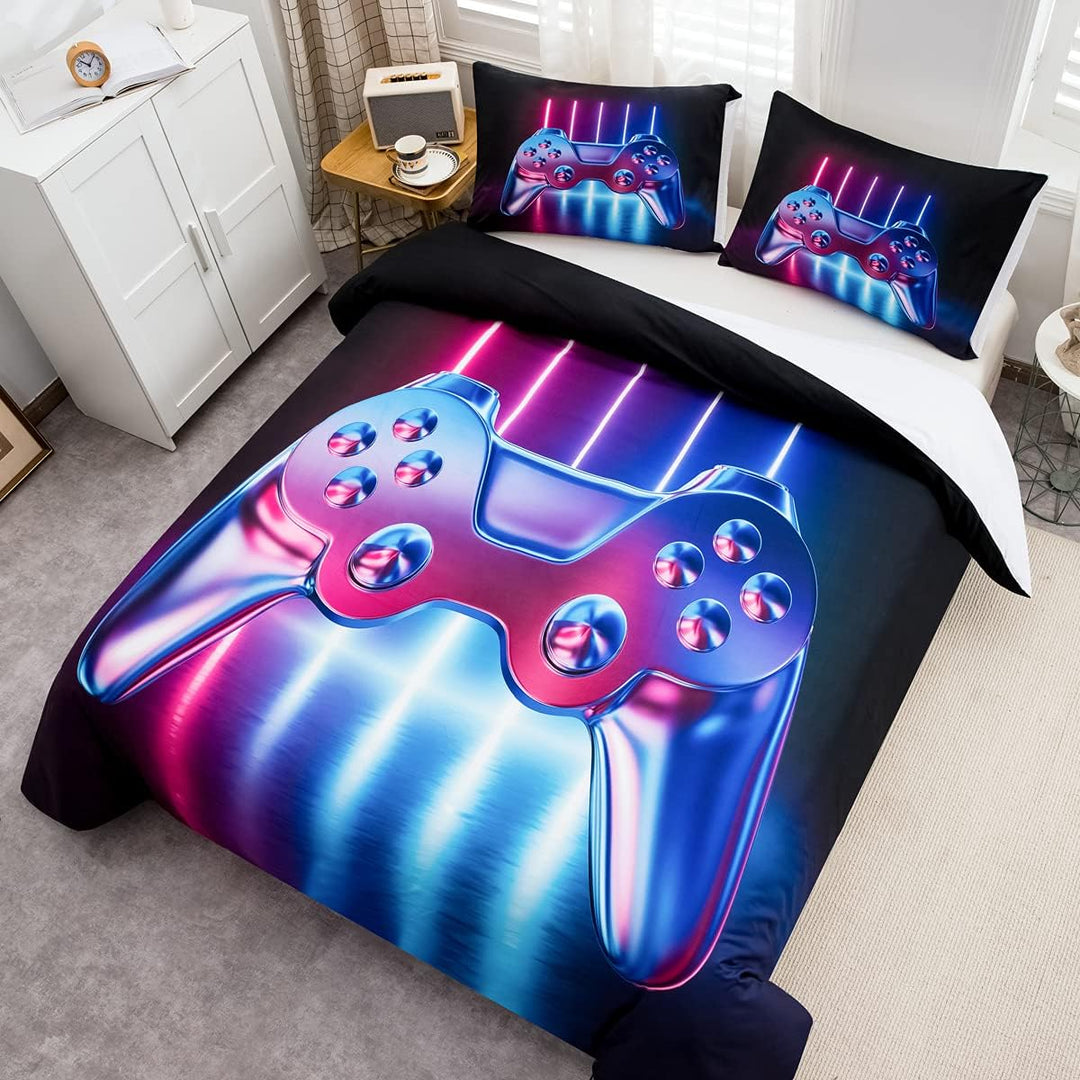 Loussiesd Gamer Bettwäsche 135x200 cm Spielthema Gamepad Bettwäsche Jugendliche Jungen Kinder Coole