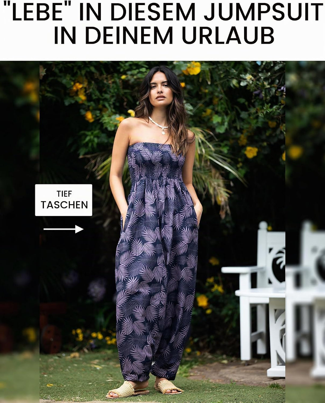 likemary Jumpsuit Damen Sommer – vielseitig tragbarer Einteiler aus Baumwolle – Haremshose mit flies