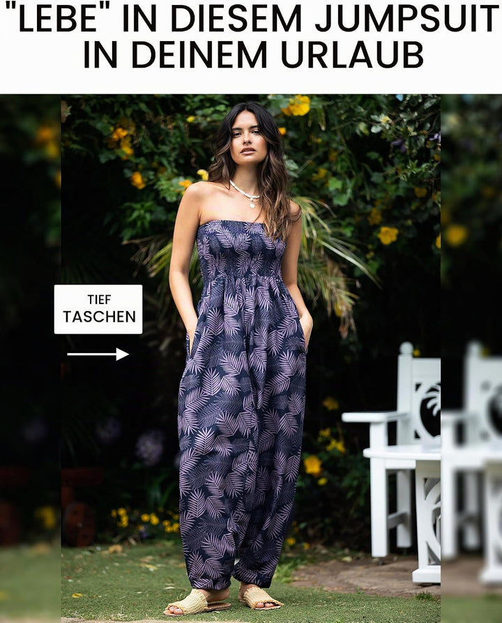 likemary Jumpsuit Damen Sommer – vielseitig tragbarer Einteiler aus Baumwolle – Haremshose mit flies