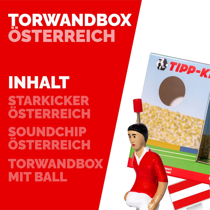 TIPP-KICK Österreich-Box I Original Set Österreich-Star-Kicker & Österreich-Soundchip in der Torwand