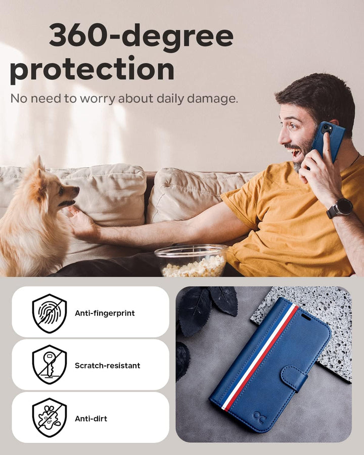 OCASE iPhone 14 Hülle Handyhülle [Premium PU Leder] [Kartenfach] [Magnetverschluss] RFID Schutzhülle