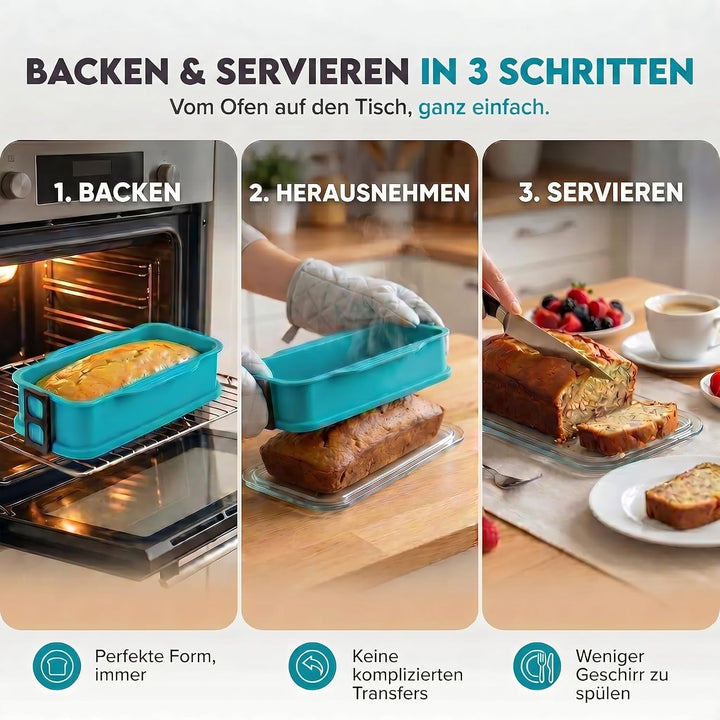 GOODS+GADGETS Silikon Springform Antihaftbeschichtete Kuchen Backform (Kastenform), Kastenform