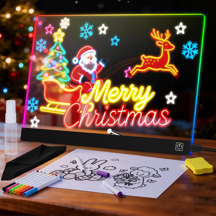 LED Zeichenbrett Kinder, 17" LED Maltafel Kinder Inklusive 12 Stiften, Geschenk Mädchen 3 4 5 6 7 8