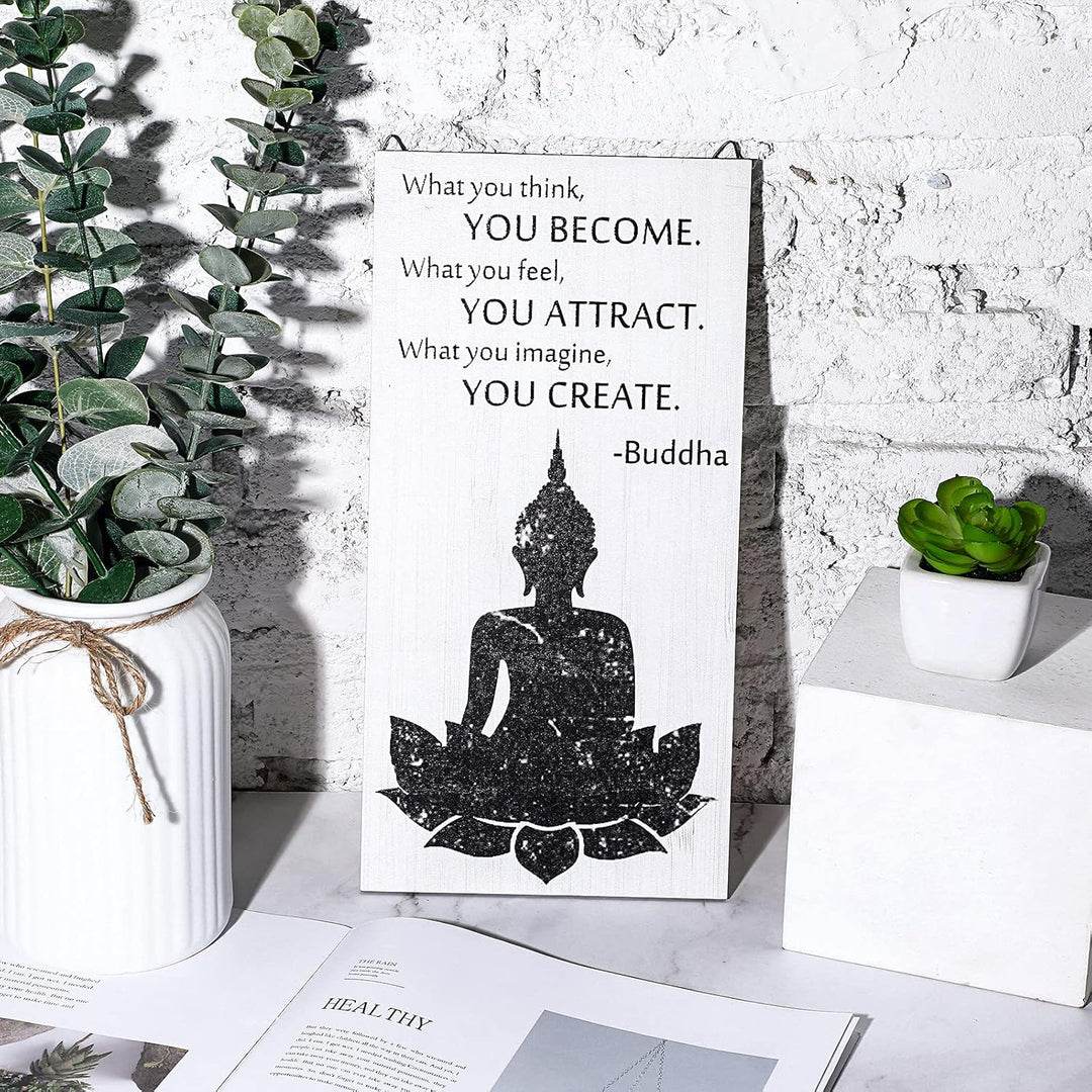 Buddha-Zitate, inspirierendes Zitat, Wanddekoration, Zen-Meditation, Holzaufhängung, Meditations-Bud