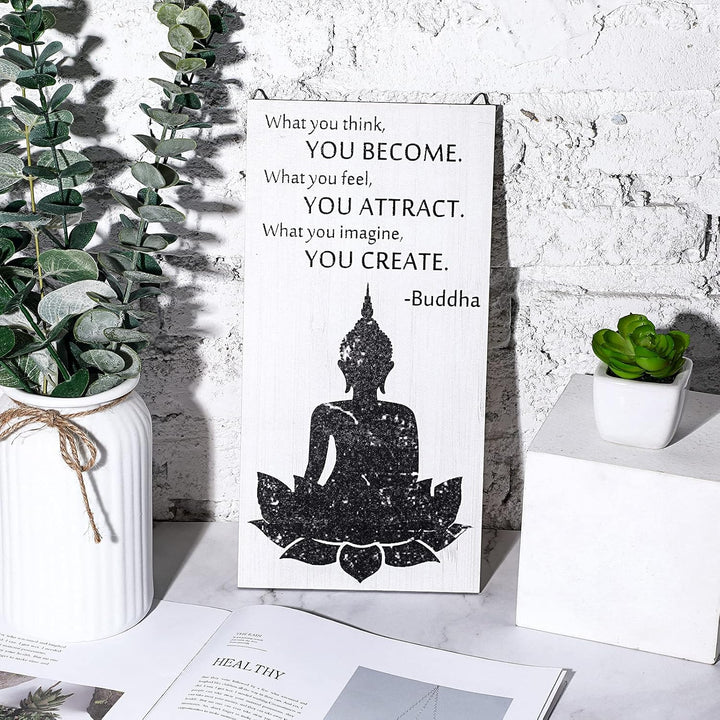 Buddha-Zitate, inspirierendes Zitat, Wanddekoration, Zen-Meditation, Holzaufhängung, Meditations-Bud