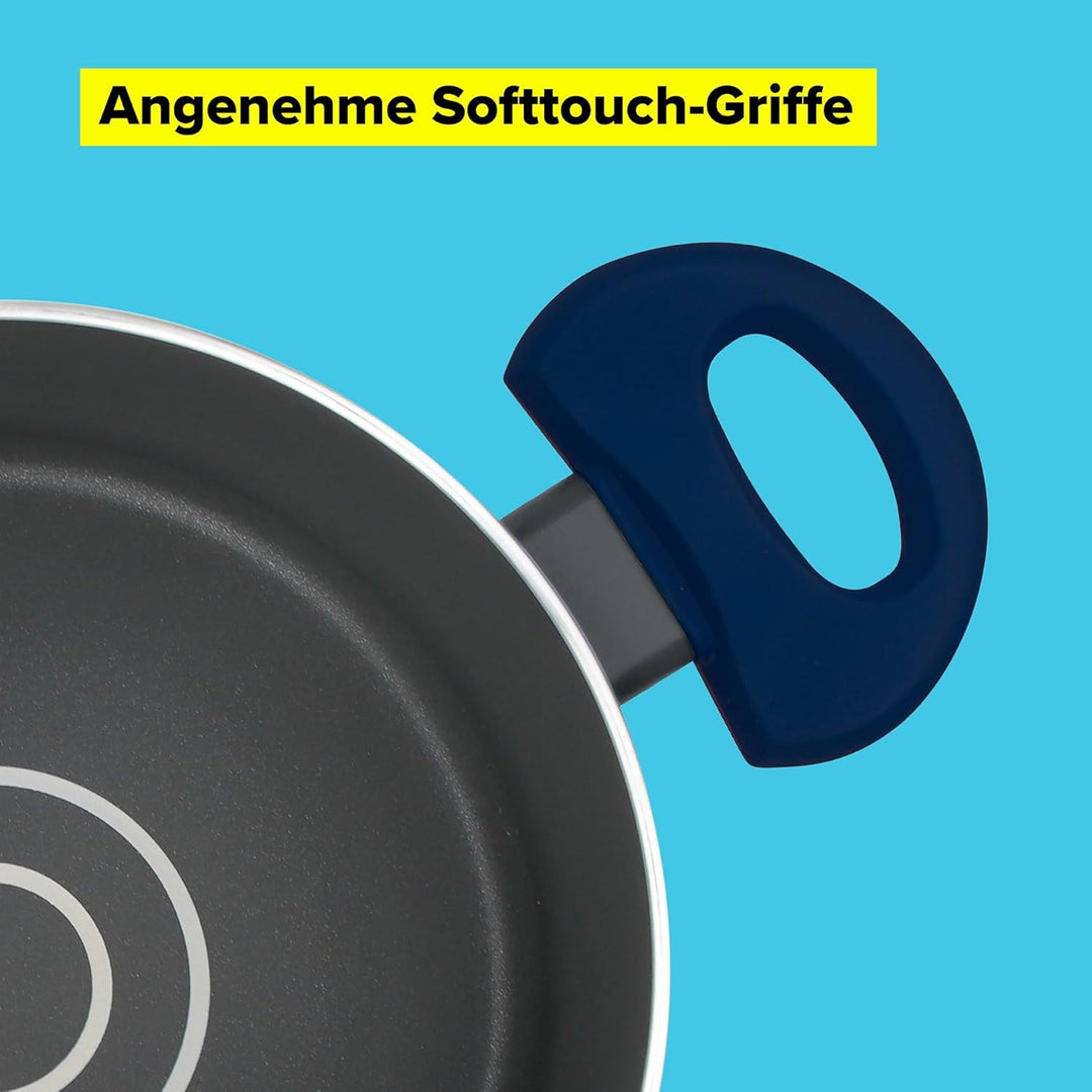 Tasty Antihaft-Kochtopf mit Glasdeckel und Öldosiersystem, 20cm, 3500ml – Gepresstes Aluminium, für