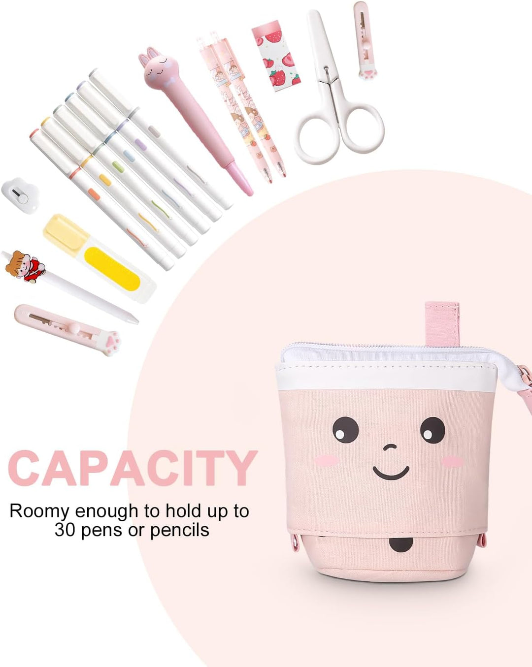Federmäppchen Reissverschluss, Teleskopisch Mäppchen, 2-in-1 Standmäppchen, Federtasche Mädchen, Sch
