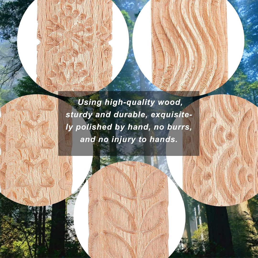 GORGECRAFT 5 Styles Holzgriff Clay Texture Roller 6 Zoll Modelliermuster Töpferwerkzeuge Handgeferti