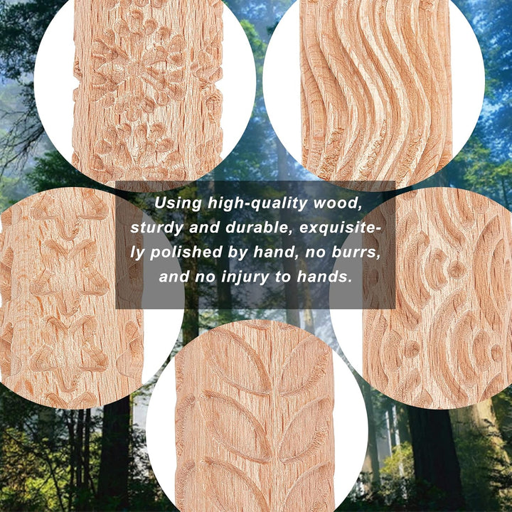 GORGECRAFT 5 Styles Holzgriff Clay Texture Roller 6 Zoll Modelliermuster Töpferwerkzeuge Handgeferti