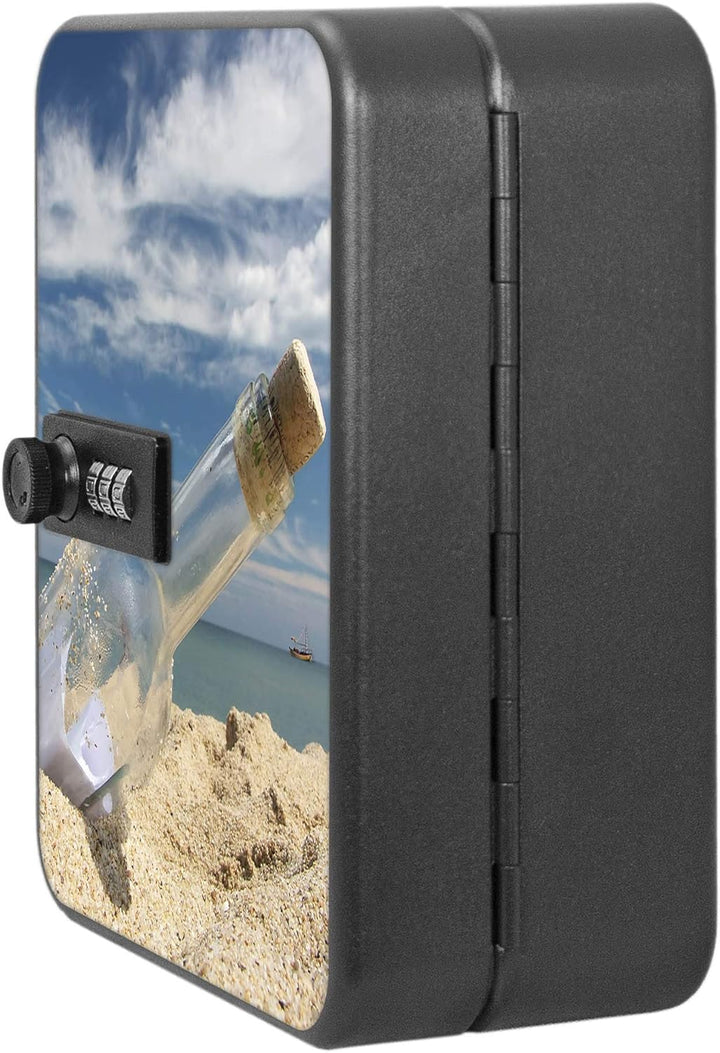 banjado® Burg-Wächter® abschliessbarer Schlüsselkasten mit Motiv Flaschenpost für 20 Schlüssel - Sch