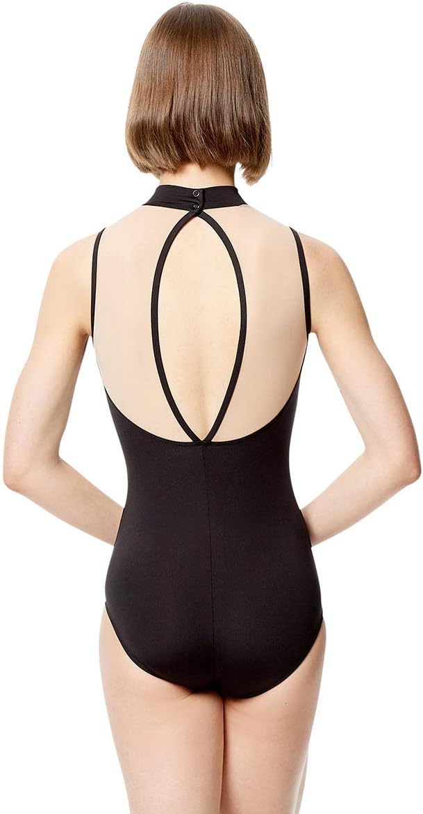 LULLI Dancewear Damen Ballett Trikot/Body/Leotard Ariela mit Stehkragen - Farbe: Schwarz/Nude - Grös