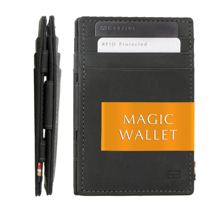 GARZINI Magic Wallet, RFID Geldbeutel für Herren aus echtem Leder mit Platz für 10 Karten, Mini Geld